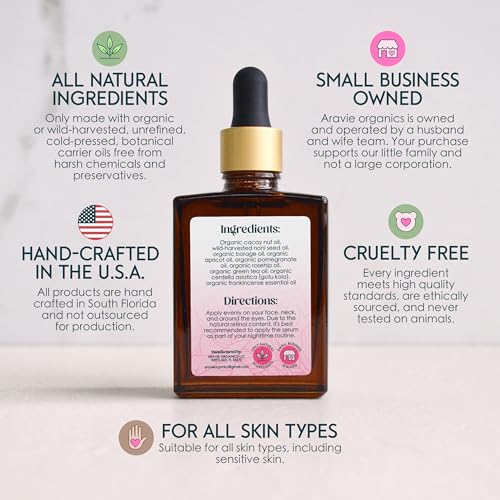 Organic Natural Anti-Aging Face Oil Serum ? Cold-Pressed & Unrefined Oil Blend with Noni, Rosehip, Pomegranate, and Castor Oil ? Deep Hydration, Fine Line Reduction, and Radiance Boost 2 oz