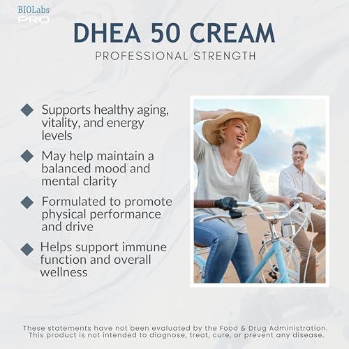 BIOLABS PRO Dhea Cream - Bioidentical Natural Dhea for Women Or Men - 50mg Per Dose - Three Month Supply - Luxury Bottle - 3.6oz