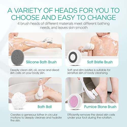 VOYOR Electric Body Brush Back Scrubber for Shower - Electric Razors for Women 4 in 1 Bikini Trimmer, Foil Shaver for Women Beauty Products Set