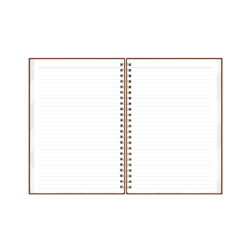 Tan Faux Leather Notebook 5.75x8.5 with Wire Binding, Travel-Friendly Journal
