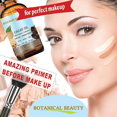 Botanical Beauty CACAY OIL 100% Pure Natural Virgin Unrefined Cold-Pressed Carrier Oil WILD GROW 0.5 Fl Oz 15 ml For Face, Skin, Body, Hair. Anti Wrinkle Face Oil Natural Retinol Vitamin A, Vitamin E