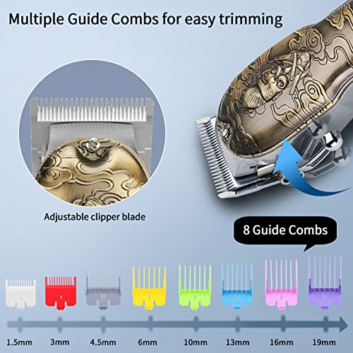 Hair Clippers for Men,Professional Hair Cutting Kit,Cordless Barber Clipper and T-Blade Beard Trimmer Set (Gold-1)