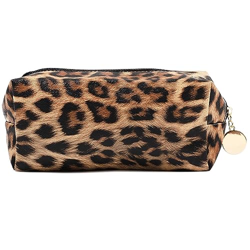 Glamlily Small Leopard Print Faux Leather Makeup Bag (8 x 3 x 5 in, 2-Pack)