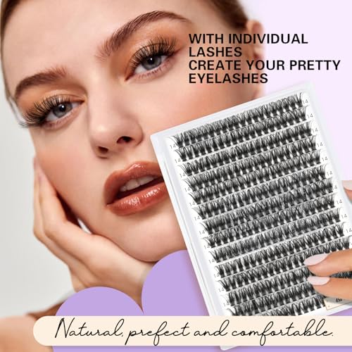 Lash Clusters Individual Lashes Lash 280 PCS Eyelash Clusters False Eyelash Lash Extension Fluffy Natural Cluster Eyelash Extensions DIY Eyelash Extensions at Home (RR280-45D-C-18mm)