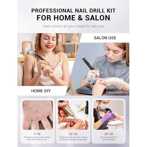 Melodysusie SM180F Nail Drill&Professional 5 in 1 Nail Drill Bits
