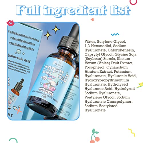 Purifect CEO of H20 Hyaluronic Acid Facial Serum ? Hydrating, Moisturizing, Relieves Redness with Vitamin E ? Made in USA ? Plumping Formula, Pairs Well with Vitamin C Serum & Moisturizer