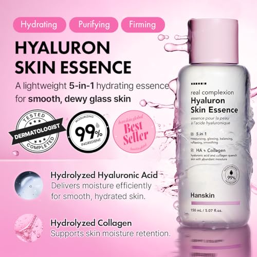 Hanskin Pink Hydration Duo ? Hyaluron Skin Essence & Moisture Cream | Deep Moisture & Soothing Care for Dry, Sensitive Skin | Lightweight Glow Set for Radiant, Dewy Glass Skin | K-Beauty