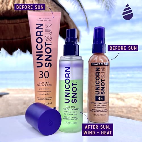 Unicorn Snot Cactus Cool Down¢â After Sun Soothing Spray - Hydrating Facial Mist, Makeup Primer & Blue Light Shield ? Cooling Spray with Aloe, Jojoba & Prickly Pear