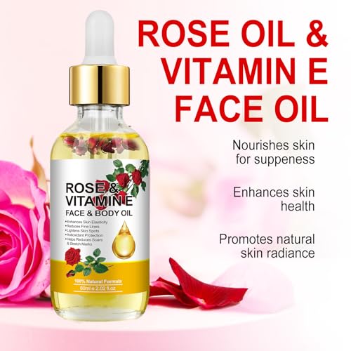 Vitamin E Oil, Vitamin E Oil for Face, Rose & Vitamin E Oil, Face Vitamin E Oil with Gua Sha Tools Set