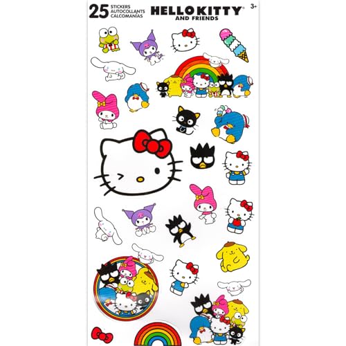 Hello Kitty Hair Accessories Set - Bundle 2 Bows, 3 Elastics and 1 Clip, Stickers, and More | Hello Kitty and Friends Accessories for Girls, Kids
