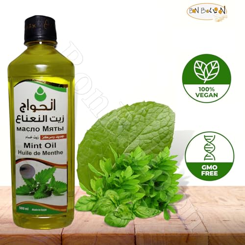 Pure & Natural Peppermint Oil Cold Pressed Al Hawaj Elhawag El Hawag Natural Concentrated Crude Perfect Fresh Mint Oils For Body & Skin & Hair (1 Pack = 17.64 oz / 500 ml) ??? ??????? ??????