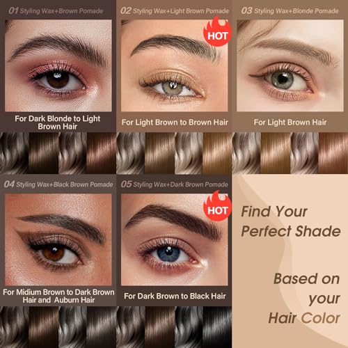 UCANBE Waterproof Eyebrow Gel + Eyebrow Styling Wax 2 in 1 Makeup Kit with 2 Pcs Dual-ended Adjustable Freely Eyebrow Brush Makeup Long Lasting Eyebrows (01 Gel/Brown Pomade, Standard)