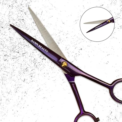 5.5" Professional Hair and Beard Scissor For Men & Women German Shears Use for Facial Hair, Trimming, Grooming, Cutting, and Styling of Beard (Purple)