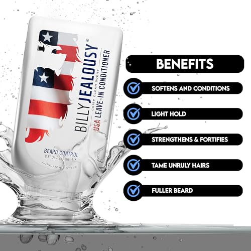 Billy Jealousy Beard Control Leave In Beard Conditioner for Men with Aloe Leaf Juice and Jojoba Seed Oil, Softens Hair and Skin, Light Hold with Matte Finish