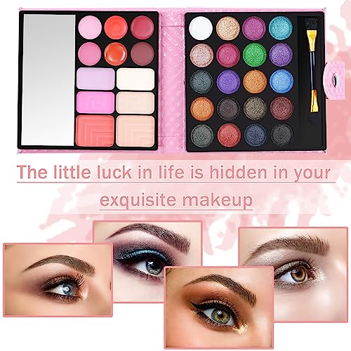 FantasyDay All-in-one Holiday Makeup Gift Set | Full Makeup Kit for Women Essential Starter Bundle Include 20 Highly Pigmented Shimmer Eyeshadow Palette,3 Blush,3 Face Powder, 6 Lipgloss, Brush
