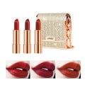 Matte Lipstick Makeup Set for Woman, 3pcs Long Lasting Velvet Lipstick in One Glamour Chain Bag, Red, Non-Stick Cup, Not Fade Waterproof, Color Sensational Lipsticks set
