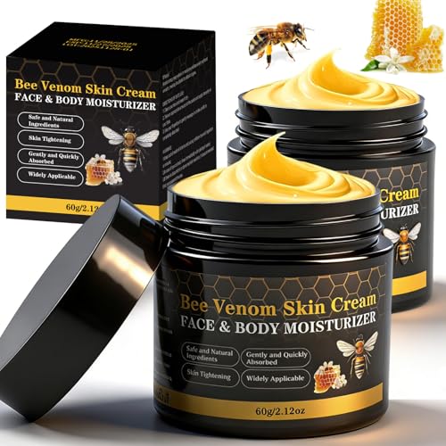 2PCS Bee Venom Skin Cream, Natural Ingredients Non-Irritating Bee Venom Joint Cream, Wrinkle Lift & Firming, Reduces Blemishes, For Face & Full Body, 2 * 60g