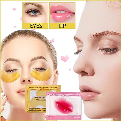 Sulily 30 Pairs Lip Mask & Eye Mask, 24K Gold Crystal Gel Collagen Under Eye Patches, Lip Mask Skincare, Small Gifts for Women, Bachelorette Party Favors, Bulk Gifts, Birthday Galentines Day Gifts