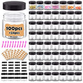 2 oz Plastic Containers with Lids 100pcs Plastic Jars with Lids + 3/5/10 Gram 24pcs Sample Containers Travel Jar? Great for Lip Scrub, Body Butters, Cream, Lotion, Labels & Spatulas (124 Pack)