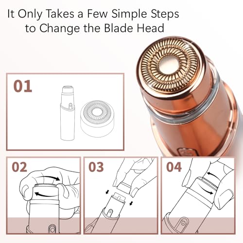 Gen 2 Replacement Heads Compatible with Flawless Facial Hair Remover, Replacement Blades£¬Rose Gold (4 Pcs)