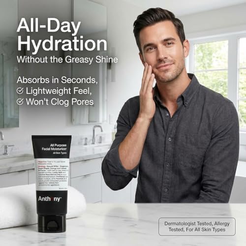 Anthony All-Purpose Facial Moisturizer ? Men¡¯s Hydrating Lotion for Dry Skin ? Lightweight, Non-Comedogenic, Anti-Aging Formula ? 3 Fl Oz