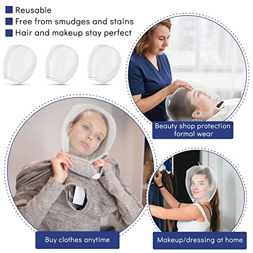 Flutesan 3 Pieces Makeup Protector Hood Protects Hair and Make up Nylon Chiffon Light Airy Makeup Hood Zipper Closure Face Cover Washable Hair Net Face Mask Cover for Women Beauty Weddings(White)