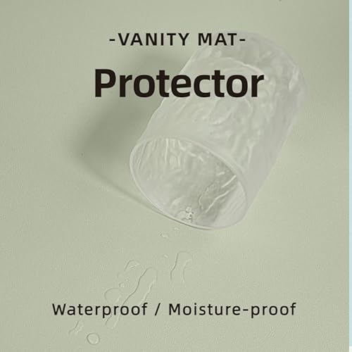 15.7"x23.6" Waterproof Makeup mat -Easy to Clean PU Leather Vanity Table Protector, No-Slip Vanity Mat for Makeup Brushes, Jewelry, Skincare (Green)