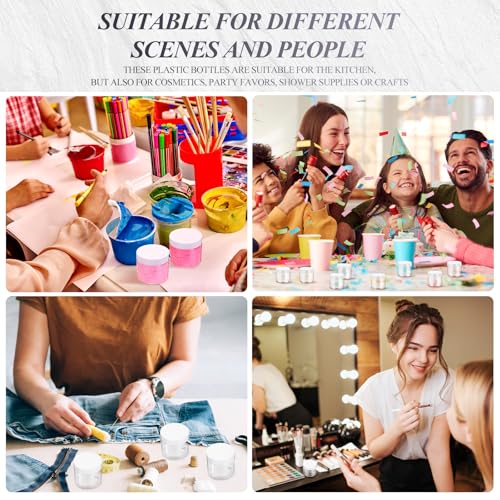 SATINIOR 6 Pack 32 oz Plastic Jars Containers with Lids Wide-mouth Refillable Leakproof Reusable Round Empty Jars for Travel Cosmetic Dry Food Spice Cookie Candy Home Kitchen Organizing(White)