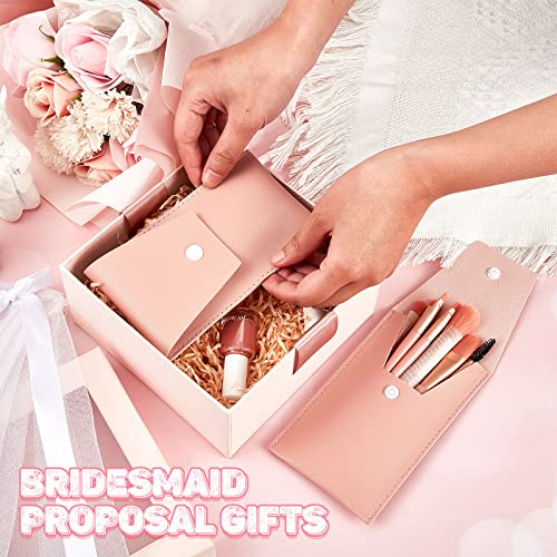 Gerrii 6 Sets Travel Makeup Brush Set Brushes Bag Bridesmaid Gift Synthetic Fiber Face Make up Brushes Angled Blush Brush for Wedding Bridal Shower Favors Bachelorette Party Gift (Coral Orange)