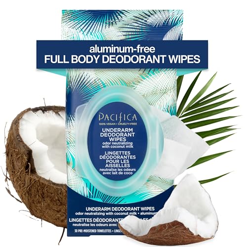 Pacifica Underarm Deodorant Wipes & Makeup Remover Face Wipes Bundle ? Aluminum-Free Odor Control & Facial Cleansing Towelettes, 2-Pack (30ct Each, 60 Total) ? Vegan, Cruelty-Free Travel Essentials