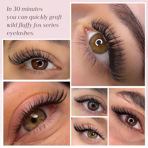 CoMango Fox Eye Lashes Extension Flying YY Lashes 5D Mutil-layer Y Shaped Lash Mink Premade Lash Fans C/D Curly Foxy YY Lashes Natural Fluffy Handmade Individual Eyelash Fans(Black,5D-C-mix8-13mm)