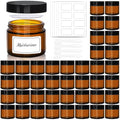 2oz Amber Glass Jars with Lids - 40 Pack Brown Small Cosmetic Containers with Inner Liners, Wide-Round Smooth Mouth Salve Container, Sealable for Creams, Lotions, Essential Oils, Travel Samples