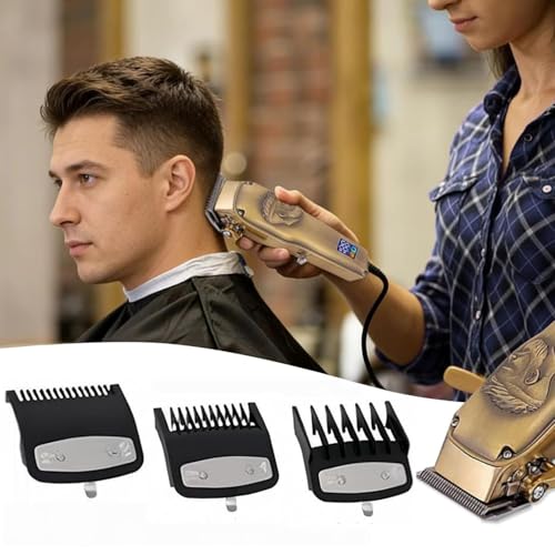 3-Pcs Clipper Guard Set, Black Professional Clipper Guard Set Compatible with Wahl Most Clippers (1.5mm/3mm/4.5mm), Premium Close Cut to 1-Inch,Black Sliver