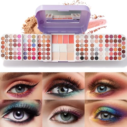 Professional Makeup Kit for Women,140 Colors Cosmetic Make up Palette Set Kit Combination,Include Eyeshadow,Blush,Highlighter, Pressed Powder,Makeup Gift Set for Women Girls &Teens (Purple Y)