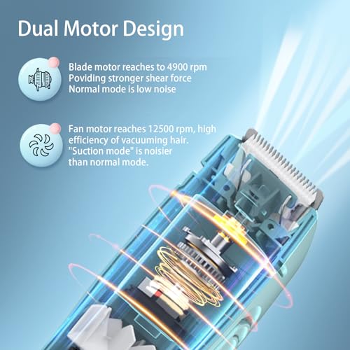 Favrison Vacuum Hair Clippers for Kids & Men, Electric Haircut Kit with Dual Motor Power, Cordless Professional Hair Trimmer, IPX7 Waterproof & Rechargeable