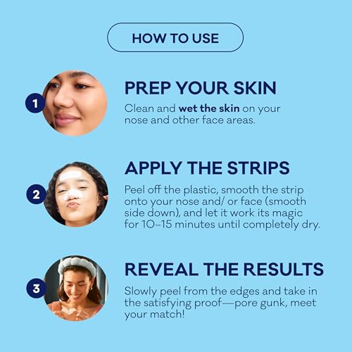 Biore Nose+Face Blackhead Remover Pore Strips, 12 Nose + 12 Face Strips for Chin or Forehead, Deep Cleansing with Instant Blackhead Removal and Pore Unclogging, Non-Comedogenic Use, 24 Ct Value Size
