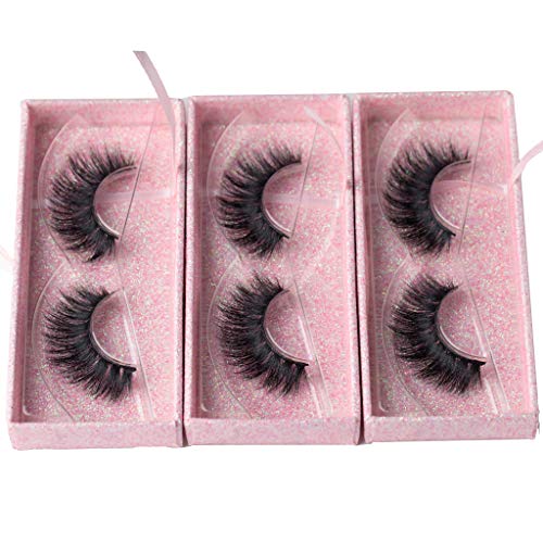 3 Packs Fluffy Long Thick Dramatic Look Handmade Reusable 3D Mink False Eyelashes D008