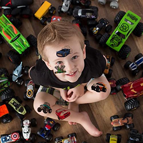 148 PCS Race Car and Monster Truck Temporary Tattoos for Kids - GoKart Car Individual Tattoos for Boys Racecar Birthday Party Favors Goodie Bag Fillers