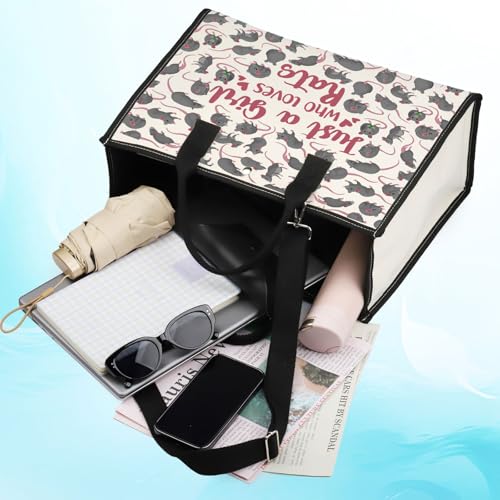 LEVLO Funny Rat Cosmetic Bag - Animal Lover Gift, Just A Girl Who Loves Rats Makeup Zipper Pouch for Women Girls (Rats LT)