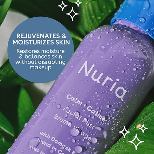 Nuria - Calm Facial Mist, Fragrance-Free Damask Rose Water Spray for Face, Face Mist Spray with Marigold Extract, Oat, and Glycerin, 120mL/4.1 fl oz