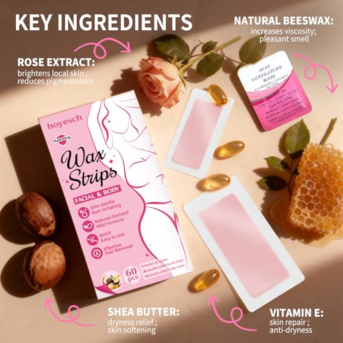 58 PCS Wax Strips - 38 Facial & 20 Body Waxing Kit for Women¡¯ s Hair Removal,Wax Strips for Face,Eyebrow,Body, Arms, Legs, Chest, Back, Bikini/Brazilian Waxing Strips & 4Calming Oil Wipes