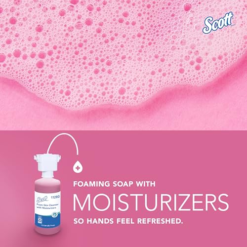Scott Professional Foam Hand Soap with Moisturizers (11280), 1.5 L, Foaming, Pink, Floral Scent, Under-Counter Refills for Kimberly-Clark Professional Top Mounted Dispensers (2 Bottles)