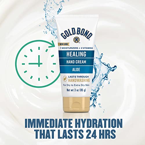 Gold Bond Healing Hand Cream, With Aloe, Hand Lotion for Dry Skin That Lasts Through Handwashing, 3 oz. (Pack of 2)