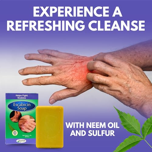 ARYMAR?Escabicin?Sulfur?Infused Soap Bar ? 3?oz Deep Cleanse for Oily & Acne?Prone Skin with Neem Oil