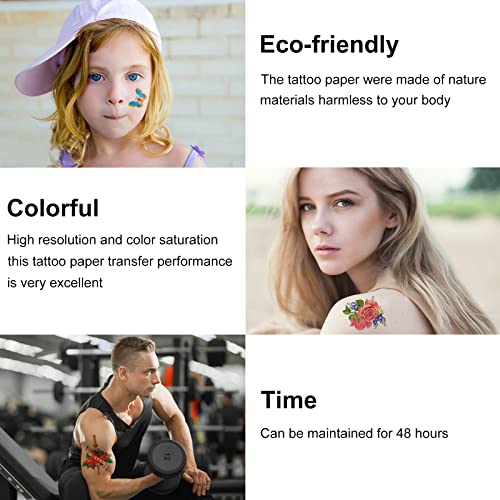 MECOLOUR Printable Temporary Tattoo Paper for LASER Printer,8.5"X11" 30 Sheets, DIY Image Transfer Decal Paper for Skin