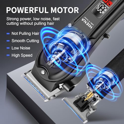 HIENA PRO Professional Hair Clippers Set for Men,Cordless Rechargeable Clippers Set and Trimmers Kit, Haircut Clipper Set for Barbers with LED Display, Gifts for Men