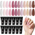 Beetles Poly Nail Extension Kit, 12 Colors Pink Nude Poly Nail Gel Clear White Glitter Poly Extension Gel Nail Kit Lazy Afternoon Nail Extension Gel Nail Art Design Gifts for Women
