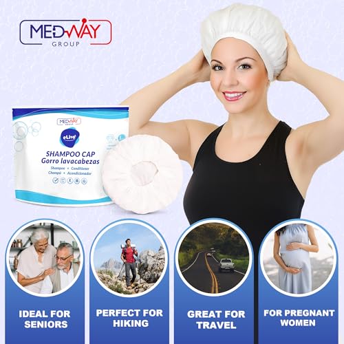 MedVance No Rinse Shampoo Cap | Rinse Free Shower Cap that Shampoos & Conditions | PH Balanced & Hypoallergenic Waterless Hair Wash | 6 Pack