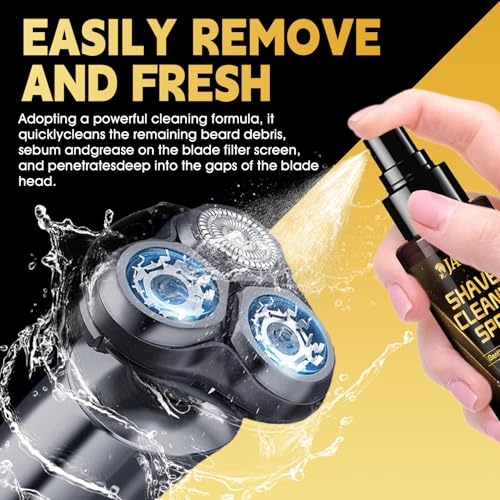 JAOJAO Shaver Cleaning Solution, Electric Shaver Oil Lubricant Electric Razor Cleaning Solution with Brush Deep Cleans and Lubricates Extends Razor Life Universally Compatible for Clipper Blades