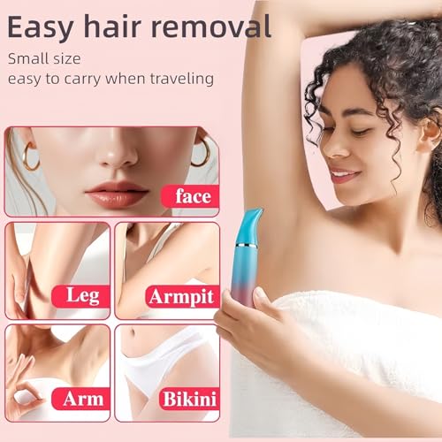 4-in-1 Electric Facial Hair Trimmer for Women, Rechargeable Waterproof Eyebrow Epilator with Multiple Heads, Blue and Pink Gradient